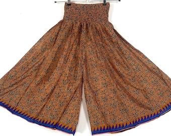 Estrella Short Leg Culottes in Summer Silk, One Size Elasticated Waist Trousers (Wide Leg Palazzo Pants)  SKU:821-6153