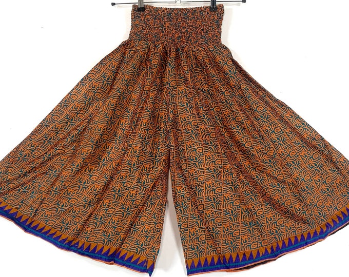 Estrella Short Leg Culottes in Summer Silk, One Size Elasticated Waist Trousers (Wide Leg Palazzo Pants)  SKU:821-6153