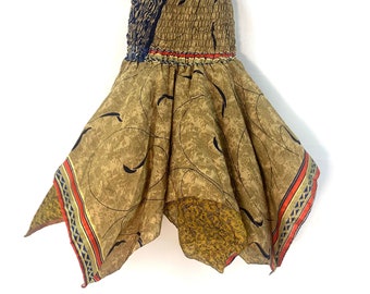 Nina Fairy Skirt. One size in Silk. (Length 32"). Bohemian Summer, Gypsy Boho handkerchief skirt.