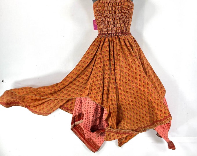 Aurora Long Summer Silk Fairy Dress, One Size; Silk Maxi Tall Girl Sundress SKU:902-7943