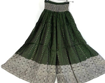 Wide Leg Trousers Felicity Culottes in Silk brocade One size with Elasticated Waist Palazzo pants.