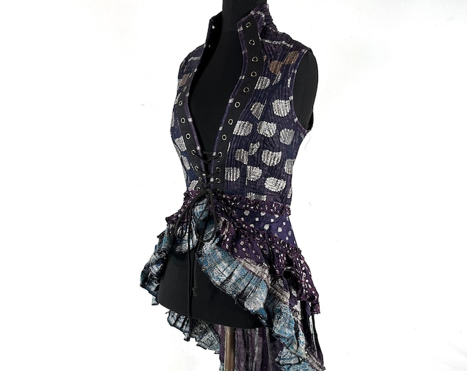 S. Isabella Corset Vest Dress in Silk brocade. (Steampunk, Larp, Tribal, Pagan, REN, Renaissance) SKU:2001-7185