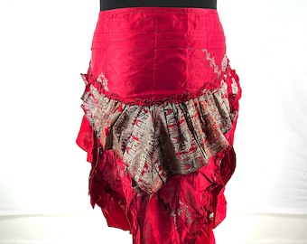 M/L; Luna Over Skirt Bustle - Vintage Silk brocade - Steampunk- LARP (SKU:221-7137)