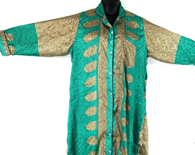 XL. Romilly Silk Shirt Dress, Long Sleeve with Pocket and buttons at front. Sari soft, Loose & Comfy SKU:323-7706