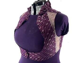 Underbust Corset Top Rose 5XL; Vintage Silk Brocade Handmade (SKU:448-9049)