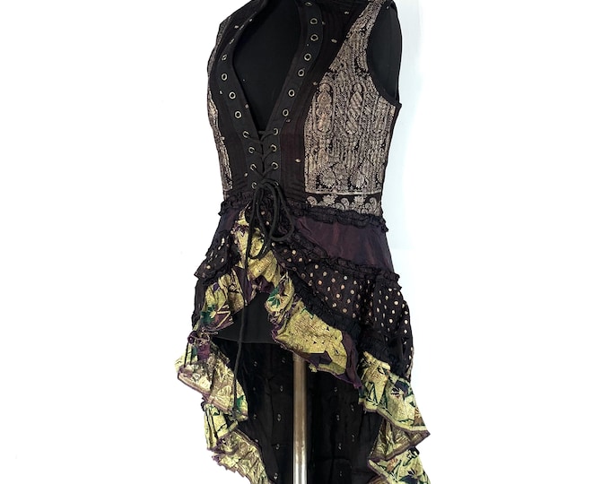 L. Isabella Corset  Dress, Steampunk Silk Brocade,  SKU:2001-4479