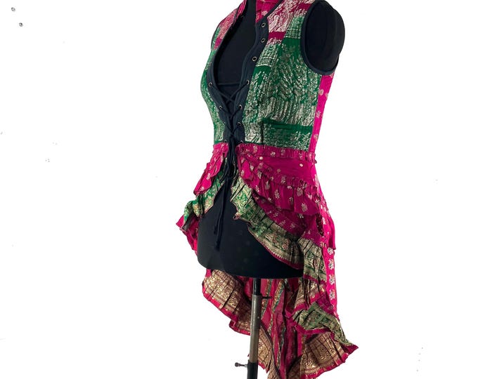 L. Isabella Corset Dress; handmade in Silk brocade. Perfect for Steampunk, REN, Tribal events & parties SKU:2001-9614