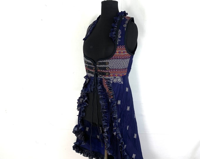L. Celeste Bustier Dress; Under-bust Corset Dress in Vintage Silk. Bridgerton Cosplay, Larp, Steampunk, Fairy, Renaissance