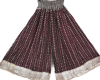 Juliana Plus Size Culottes - Silk Brocade - Wide Leg Palazzo Pants (SKU:820-7635)