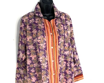 L Sari Silk Pyjama Set with matching gift bag. Quality Handmade Nightwear (SKU:727-1867)