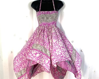 Vestido Dana Silk Fairy XL; largo midi de 97 cm (38&quot;) hasta 133 cm (52&quot;) de cintura. Vestido bohemio veraniego. SKU: 903-2399