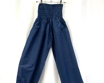 Tania Cotton Pantaloon Harem. One size Adult. Yoga Pants, Gypsy Pants, High Crotch festival pants in Navy Blue