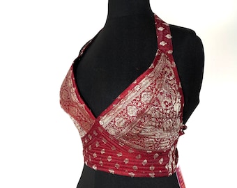 S. Phoenix Tribal Top. New cut in Silk brocade. SKU:1022-5990