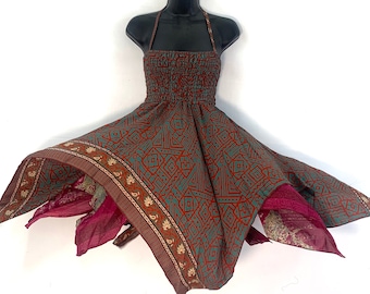 Isla Teenager Silk Fairy Dress; Length 28" (71cm) One size (Boho Short Girl Summer Festival Dress)