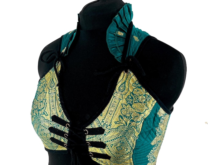 XL. Fae Corset Top; handmade from silk brocade  SKU:3034-8104