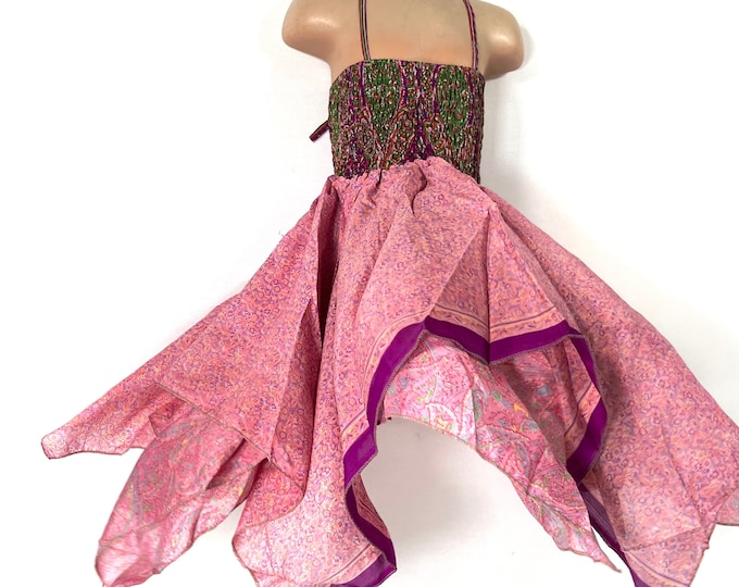 Girls Fairy Dress 2-6 years old; Silk Flower Girl Dress, Princess Dress, Boho Sundress, Hippie Style SKU:900-7517