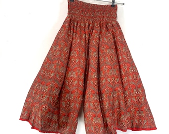 XL. Esther Short Leg Culottes in Summer Silk, One-Size Plus with Elasticated Waist. (Wide Leg Palazzo Pants)  SKU:822-6160