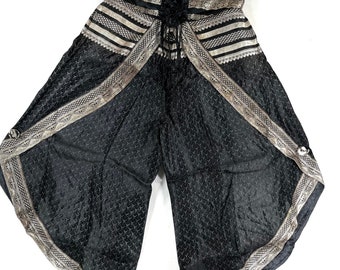 2XL. Tulip Palazzo Pants in Silk Brocade; Split open leg harem trouser SKU:796-7983
