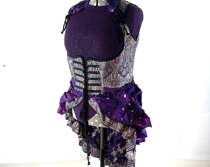 6XL. Elisa Bustier Dress; Underbust Long Body Corset in Silk Brocade SKU:2004-7918
