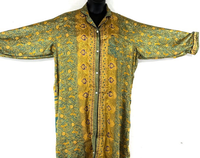 XL. Romilly Silk Shirt Dress, Long Sleeve with Pocket and buttons at front. Sari soft, Loose & Comfy SKU:323-7701