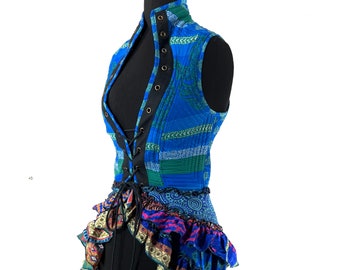 Corset Dress M. Amalie Silk Fantasy Steampunk sleeveless dress; a perfect Cosplay Renaissance Bustle SKU:2041-7809