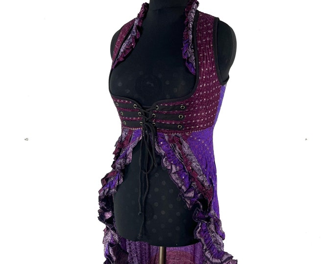 XL. Alaxi Bustier Dress; Under-bust Corset Dress, Silk Brocade SKU:2114-8156