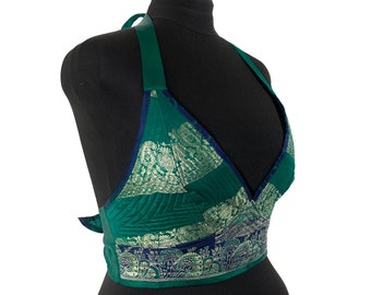 2XL. Phoenix Tribal Top. New cut. Silk brocade, Steampunk Pagan, Bohemian, Larp, Goth, Celtic crop top SKU:1026-5960