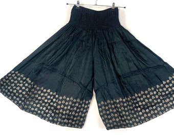 Martha Plus Size Short Leg Culottes in Silk Brocade with XL elasticated waist for a fuller figure. (Wide Leg Palazzo Pants) SKU:816-6100