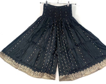 Martha Plus Size Short Leg Culottes in Silk Brocade with XL elasticated waist for a fuller figure. (Wide Leg Palazzo Pants) SKU:816-6092