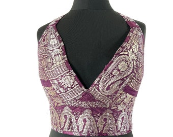 S Phoenix Tribal Top. New cut in Silk brocade. SKU:1022-7645