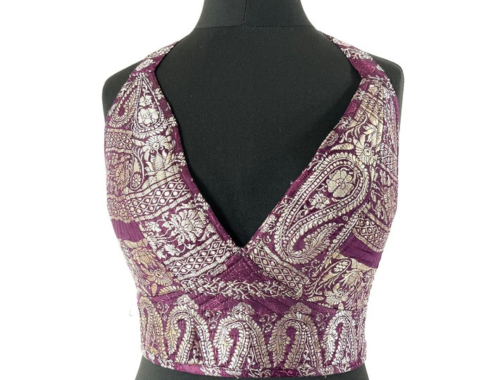 S Phoenix Tribal Top. New cut in Silk brocade. SKU:1022-7645