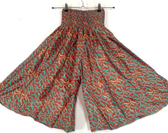 Estrella Short Leg Culottes in Summer Silk, One Size Elasticated Waist Trousers (Wide Leg Palazzo Pants)  SKU:821-6144