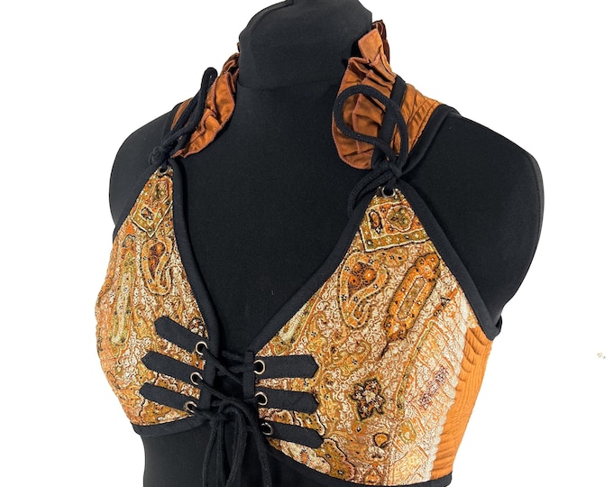 XL. Fae Corset Top; handmade from silk brocade  SKU:3034-8107