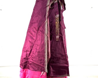 Pemberin Maxi Wrap Skirt - Silk Brocade - Two Layer - A-Line - One Size SKU:2035-8415