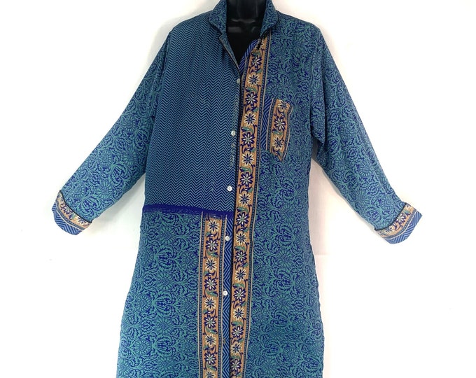 M. Romilly Silk Shirt Dress, Long Sleeves with Pocket SKU:321-4967