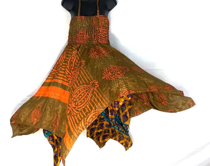 Tatiana Silk Long Fairy Dress 43" (109cm) One size, (Boho, Summer Festival, Tall Girl Dress),