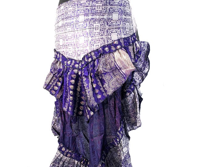 Luna Over Skirt Bustle; Vintage Silk Brocade, Steampunk, Renaissance LARP  (SKU:221-2163)