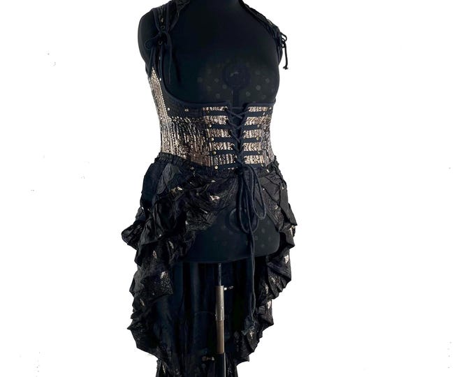 3XL Elisa Bustier Dress; Underbust Corset in Silk Brocade with long body. (SKU:2004-10235)