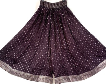 Juliana Plus Size Culottes in Silk Brocade with XL elasticated waist for a fuller figure. (Wide Leg Palazzo Pants) SKU:820-6072