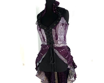 M. Varuna Corset Dress in Silk Brocade with long body; Larp Renaissance Corset Dress.  SKU:2002-1791