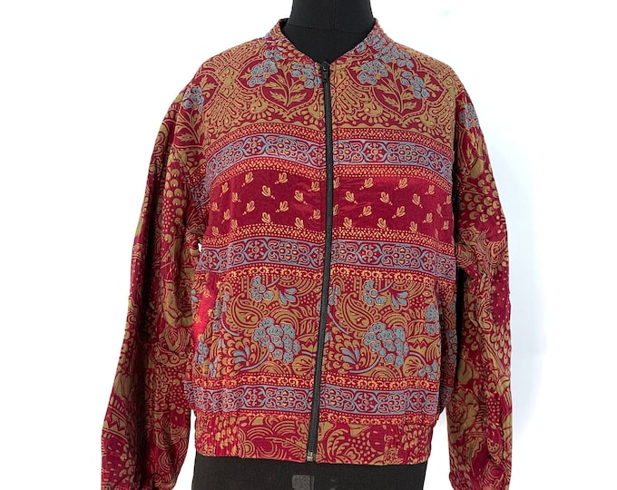 Jude Silk Bomber Jacket with a light fleece cosy lining. One size.  Disco, Dance, Rave, Bike, Pub, Club, Park, Walk,