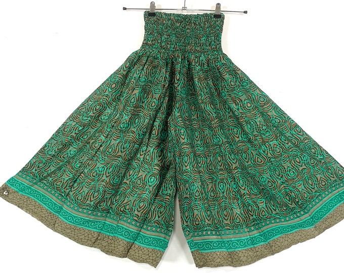 Estrella Short Leg Culottes in Summer Silk, One Size Elasticated Waist Trousers (Wide Leg Palazzo Pants)  SKU:821-6146