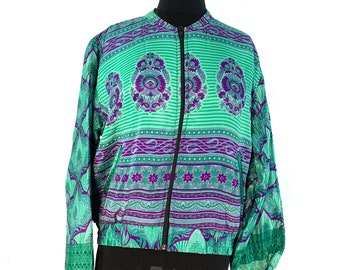 Jude Silk Bomber Jacket with a light fleece cosy lining. One size.  Disco, Dance, Rave, Bike, Pub, Club, Park, Walk,