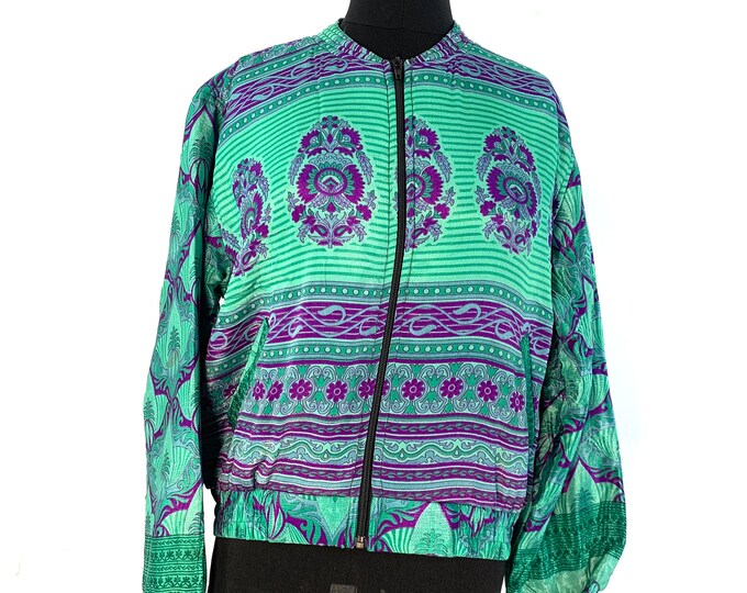 Jude Silk Bomber Jacket with a light fleece cosy lining. One size.  Disco, Dance, Rave, Bike, Pub, Club, Park, Walk,