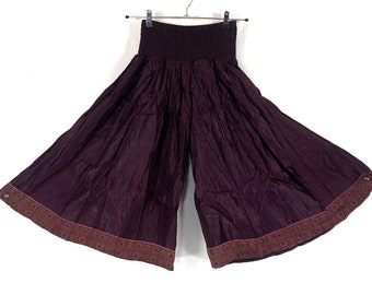 Martha Plus Size Short Leg Trousers Culottes in Silk Brocade, XL elasticated waist for a fuller figure (Wide Leg Palazzo Pants) SKU:816-6606
