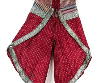 XL. Tulip Palazzo Pants in Silk Brocade; Split open leg harem trouser SKU:797-8037