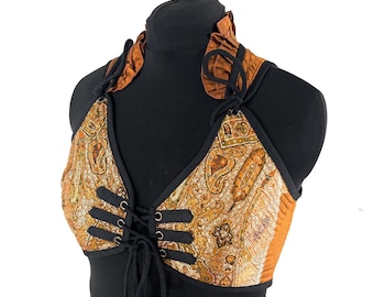 Fae XL Corset Top; handmade from silk brocade  SKU:3034-8107
