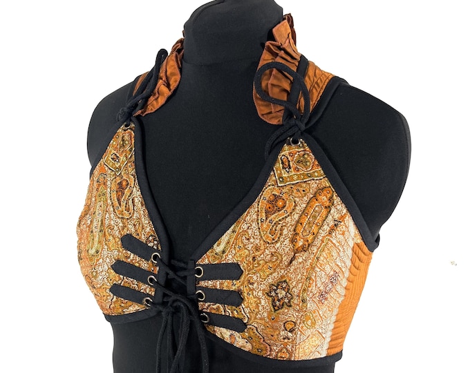 XL. Fae Corset Top; handmade from silk brocade  SKU:3034-8107