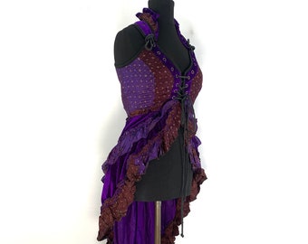 S. Steampunk Cosmo Dress. Silk Velvet Corset Dress. SKU: 2003-3892-S