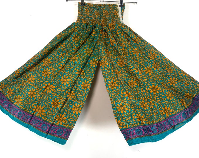 Estrella Short Leg Culottes in Summer Silk, One Size Elasticated Waist Trousers (Wide Leg Palazzo Pants)  SKU:821-6156